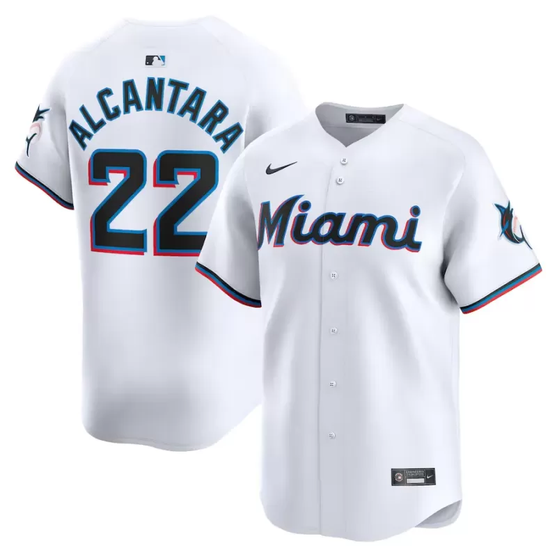 Men's Miami Marlins Sandy Alcantara Nike White Home Limited Player Jersey Men's Miami Marlins Sandy Alcantara Nike White Home Limited Player Jersey