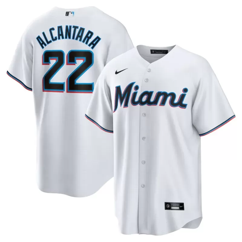 Men's Miami Marlins Sandy Alcantara Nike White Replica Player Jersey Men's Miami Marlins Sandy Alcantara Nike White Replica Player Jersey