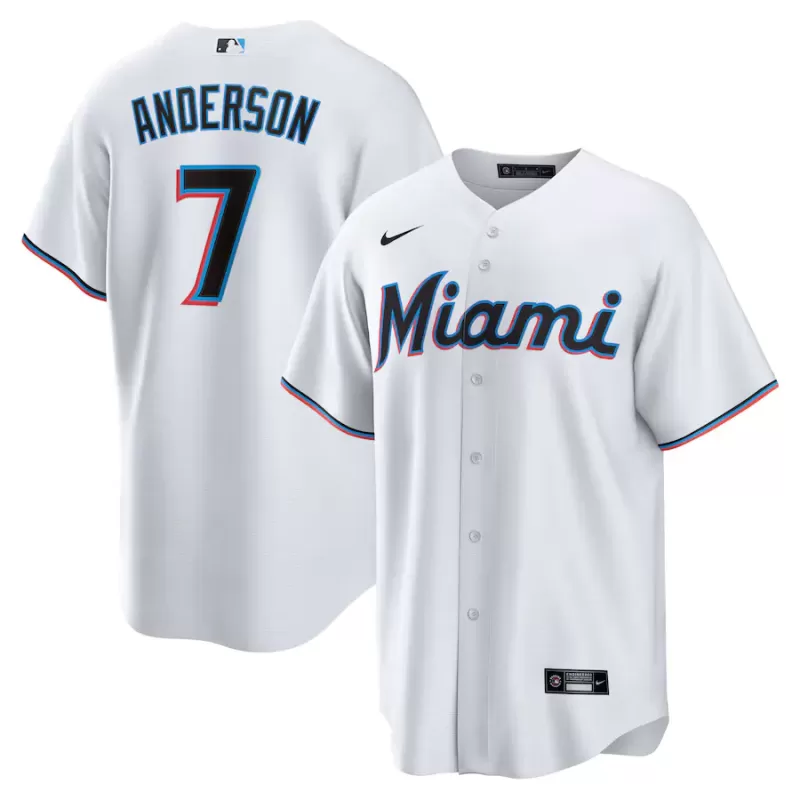 Men's Miami Marlins Tim Anderson Nike White Home Replica Player Jersey Men's Miami Marlins Tim Anderson Nike White Home Replica Player Jersey
