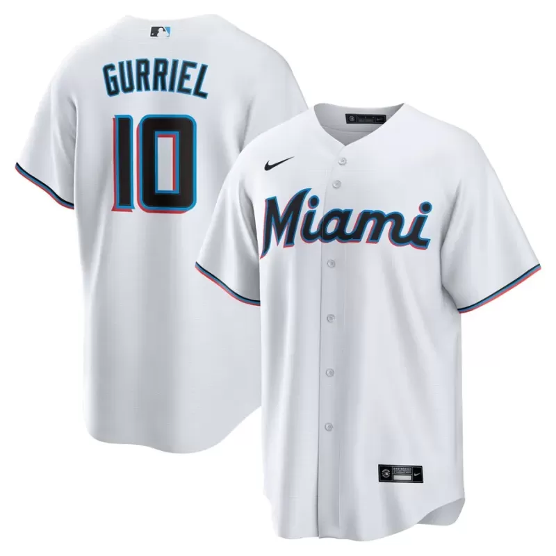 Men's Miami Marlins Yuli Gurriel Nike White Replica Player Jersey Men's Miami Marlins Yuli Gurriel Nike White Replica Player Jersey