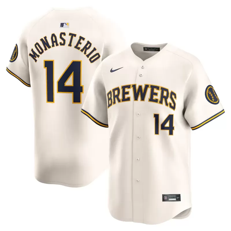 Men's Milwaukee Brewers Andruw Monasterio Nike Cream Home Limited Player Jersey Men's Milwaukee Brewers Andruw Monasterio Nike Cream Home Limited Player Jersey