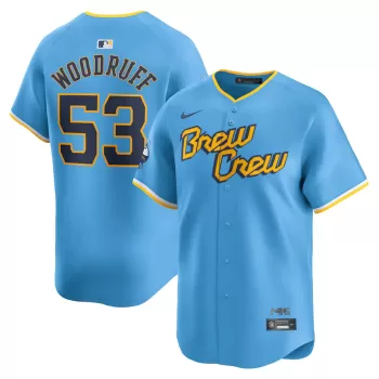 Men's Milwaukee Brewers Brandon Woodruff Nike Powder Blue City Connect Limited Player Jersey