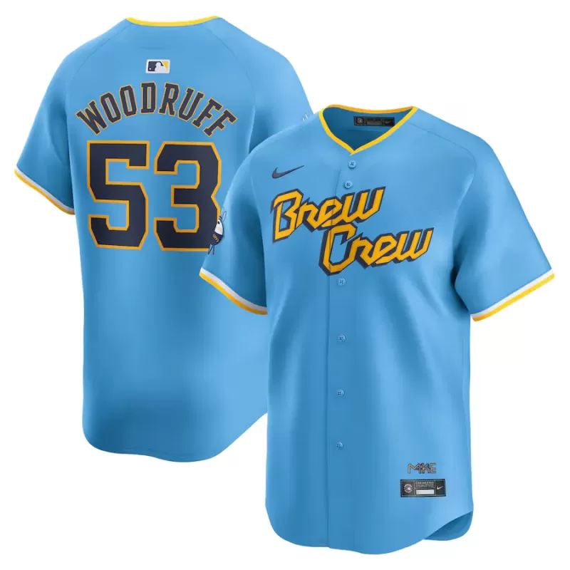 Men's Milwaukee Brewers Brandon Woodruff Nike Powder Blue City Connect Limited Player Jersey Men's Milwaukee Brewers Brandon Woodruff Nike Powder Blue City Connect Limited Player Jersey
