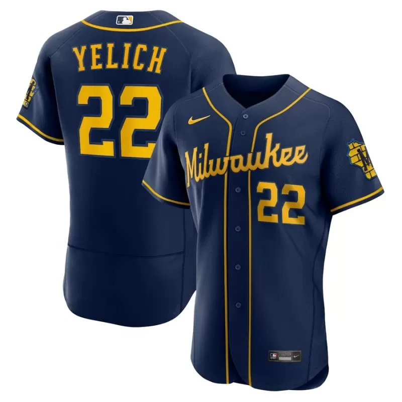 Men's Milwaukee Brewers Christian Yelich Nike Navy Alternate Authentic Player Jersey Men's Milwaukee Brewers Christian Yelich Nike Navy Alternate Authentic Player Jersey