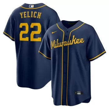 Men's Milwaukee Brewers Christian Yelich Nike Navy Alternate Replica Player Jersey Men's Milwaukee Brewers Christian Yelich Nike Navy Alternate Replica Player Jersey