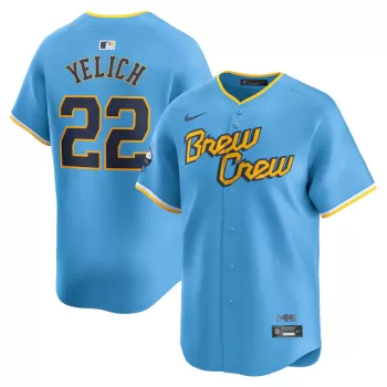 Men's Milwaukee Brewers Christian Yelich Nike Powder Blue City Connect Limited Player Jersey Men's Milwaukee Brewers Christian Yelich Nike Powder Blue City Connect Limited Player Jersey