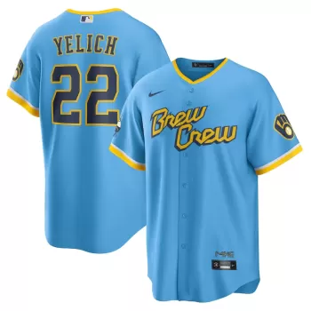 Men's Milwaukee Brewers Christian Yelich Nike Powder Blue City Connect Replica Player Jersey Men's Milwaukee Brewers Christian Yelich Nike Powder Blue City Connect Replica Player Jersey