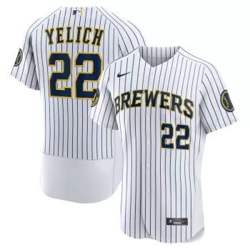Men's Milwaukee Brewers Christian Yelich Nike White Alternate Authentic Player Jersey Men's Milwaukee Brewers Christian Yelich Nike White Alternate Authentic Player Jersey