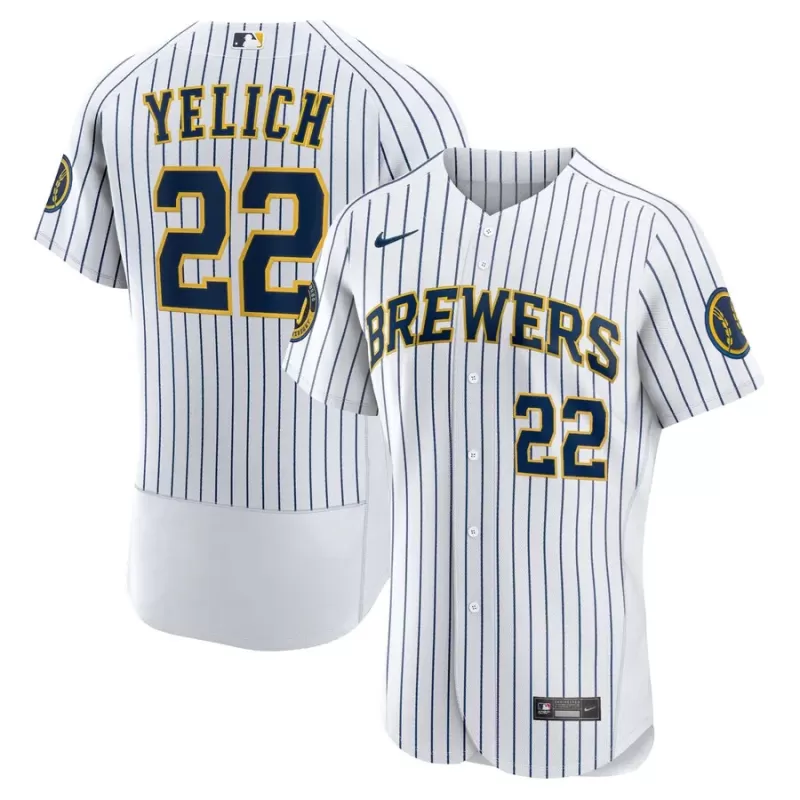 Men's Milwaukee Brewers Christian Yelich Nike White Alternate Authentic Player Jersey Men's Milwaukee Brewers Christian Yelich Nike White Alternate Authentic Player Jersey