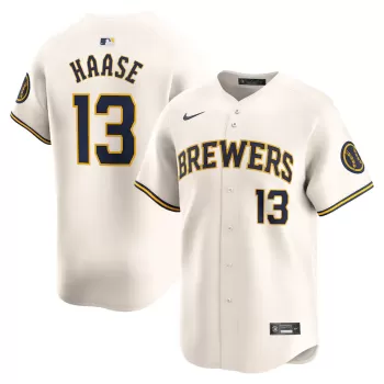 Men's Milwaukee Brewers Eric Haase Nike Cream Home Limited Player Jersey Men's Milwaukee Brewers Eric Haase Nike Cream Home Limited Player Jersey