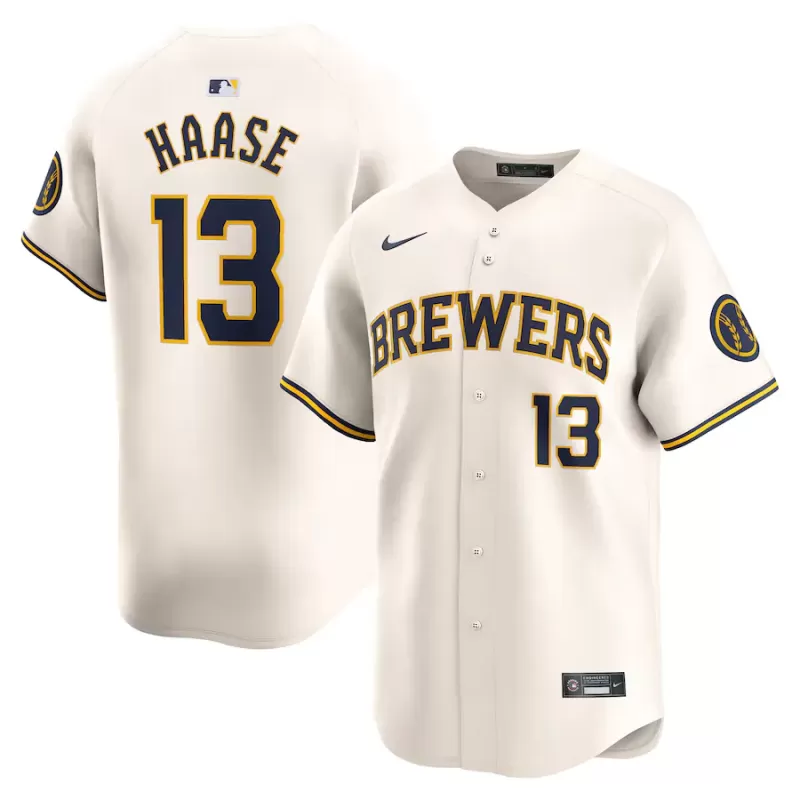 Men's Milwaukee Brewers Eric Haase Nike Cream Home Limited Player Jersey Men's Milwaukee Brewers Eric Haase Nike Cream Home Limited Player Jersey