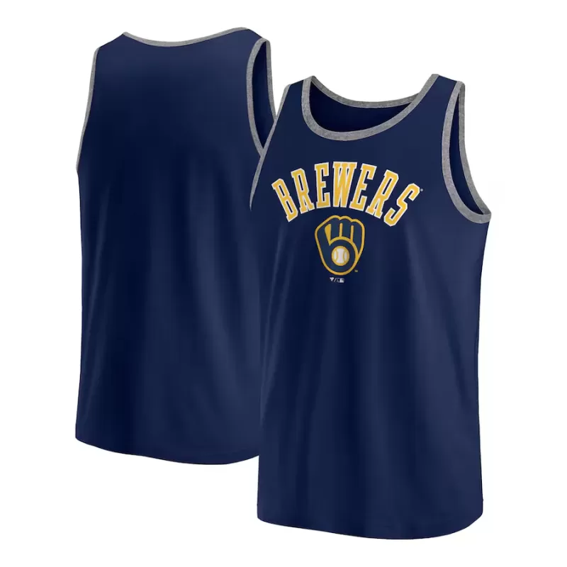 Men's Milwaukee Brewers Fanatics Navy Bet Tank Top Men's Milwaukee Brewers Fanatics Navy Bet Tank Top