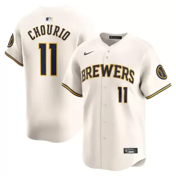 Men's Milwaukee Brewers Jackson Chourio Nike Cream Home Limited Player Jersey Men's Milwaukee Brewers Jackson Chourio Nike Cream Home Limited Player Jersey