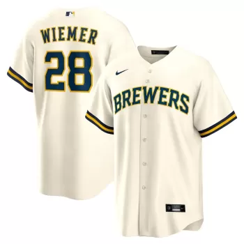 Men's Milwaukee Brewers Joey Wiemer Nike Cream Home Replica Player Jersey Men's Milwaukee Brewers Joey Wiemer Nike Cream Home Replica Player Jersey