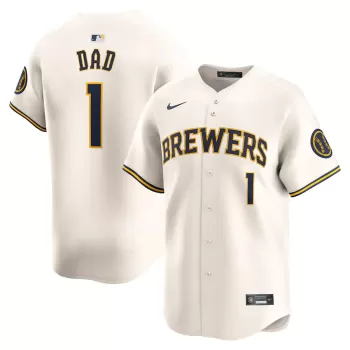 Men's Milwaukee Brewers Nike Cream #1 Dad Home Limited Jersey Men's Milwaukee Brewers Nike Cream #1 Dad Home Limited Jersey