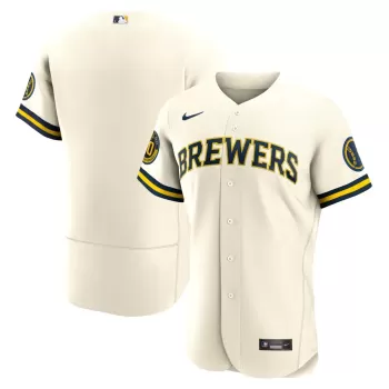 Men's Milwaukee Brewers Nike Cream Home Authentic Team Jersey Men's Milwaukee Brewers Nike Cream Home Authentic Team Jersey