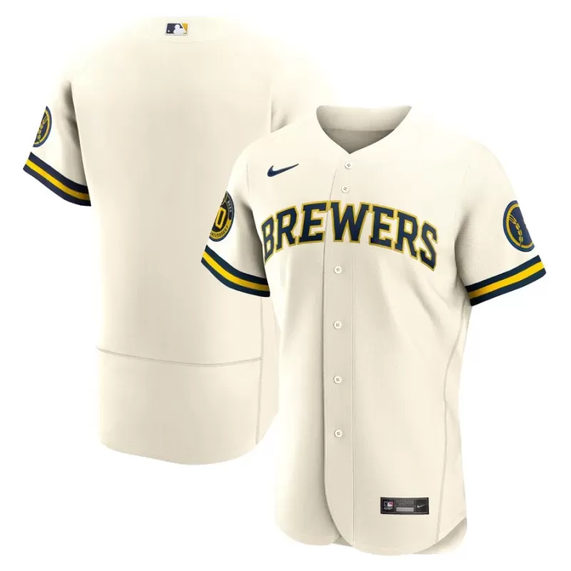 Men's Milwaukee Brewers Nike Cream Home Authentic Team Jersey Men's Milwaukee Brewers Nike Cream Home Authentic Team Jersey