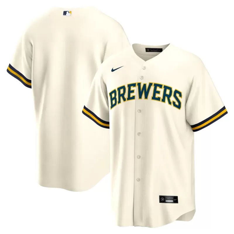 Men's Milwaukee Brewers Nike Cream Home Blank Replica Jersey Men's Milwaukee Brewers Nike Cream Home Blank Replica Jersey