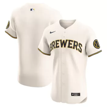 Men's Milwaukee Brewers Nike Cream Home Elite Jersey Men's Milwaukee Brewers Nike Cream Home Elite Jersey