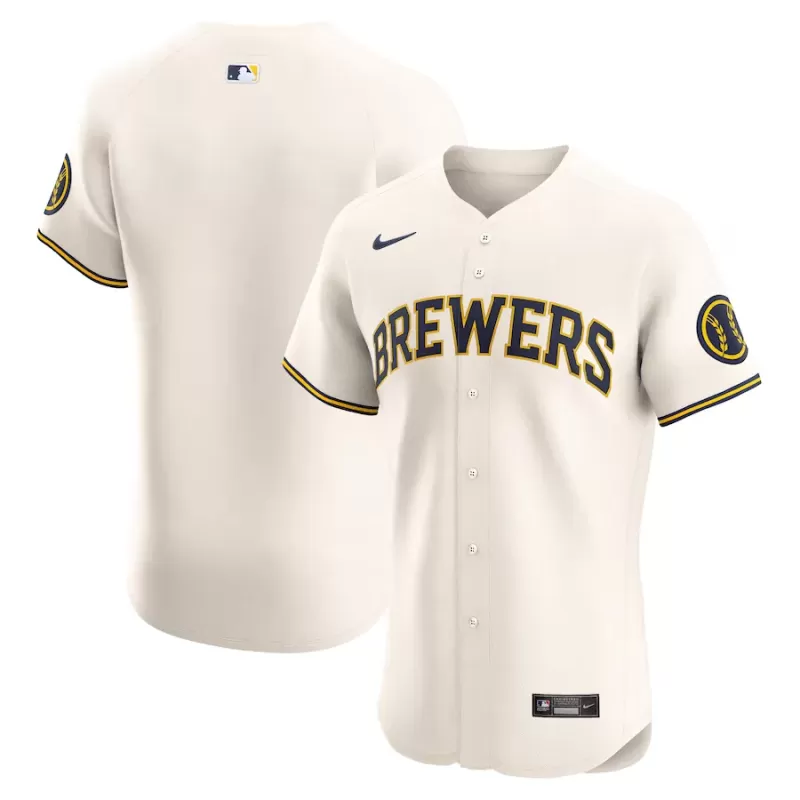 Men's Milwaukee Brewers Nike Cream Home Elite Jersey Men's Milwaukee Brewers Nike Cream Home Elite Jersey
