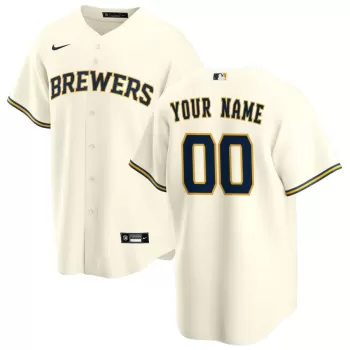 Men's Milwaukee Brewers Nike Cream Home Replica Custom Jersey Men's Milwaukee Brewers Nike Cream Home Replica Custom Jersey
