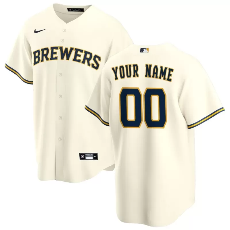 Men's Milwaukee Brewers Nike Cream Home Replica Custom Jersey Men's Milwaukee Brewers Nike Cream Home Replica Custom Jersey