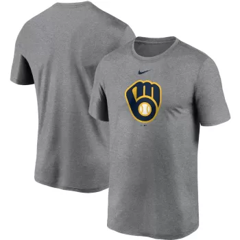Men's Milwaukee Brewers Nike Gray Large Logo Legend Performance T-Shirt Men's Milwaukee Brewers Nike Gray Large Logo Legend Performance T-Shirt