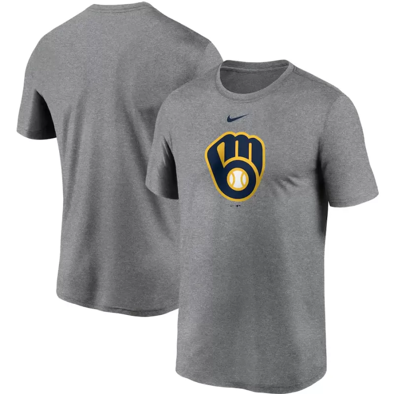 Men's Milwaukee Brewers Nike Gray Large Logo Legend Performance T-Shirt Men's Milwaukee Brewers Nike Gray Large Logo Legend Performance T-Shirt