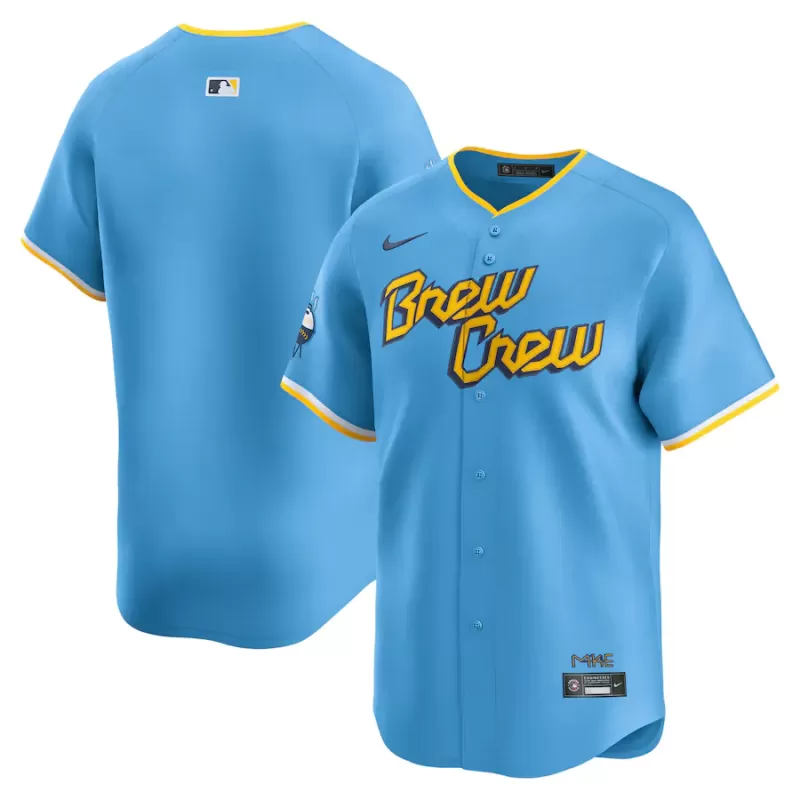 Men's Milwaukee Brewers Nike Light Blue City Connect Limited Jersey Men's Milwaukee Brewers Nike Light Blue City Connect Limited Jersey