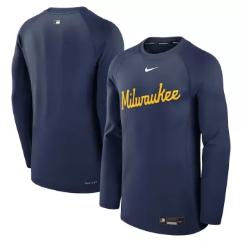 Men's Milwaukee Brewers Nike Navy Authentic Collection Game Time Raglan Performance Long Sleeve T-Shirt Men's Milwaukee Brewers Nike Navy Authentic Collection Game Time Raglan Performance Long Sleeve T-Shirt
