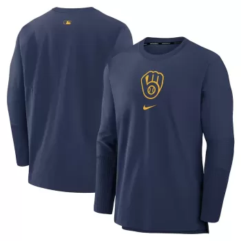Men's Milwaukee Brewers Nike Navy Authentic Collection Player Performance Pullover Sweatshirt Men's Milwaukee Brewers Nike Navy Authentic Collection Player Performance Pullover Sweatshirt