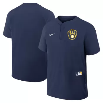 Men's Milwaukee Brewers Nike Navy Authentic Collection Raglan Short Sleeve Windshirt Men's Milwaukee Brewers Nike Navy Authentic Collection Raglan Short Sleeve Windshirt