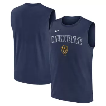 Men's Milwaukee Brewers Nike Navy Knockout Performance Muscle Tank Top Men's Milwaukee Brewers Nike Navy Knockout Performance Muscle Tank Top