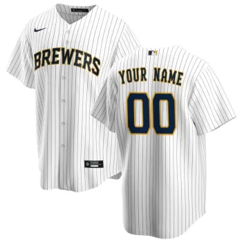 Men's Milwaukee Brewers Nike White Alternate Replica Custom Jersey Men's Milwaukee Brewers Nike White Alternate Replica Custom Jersey