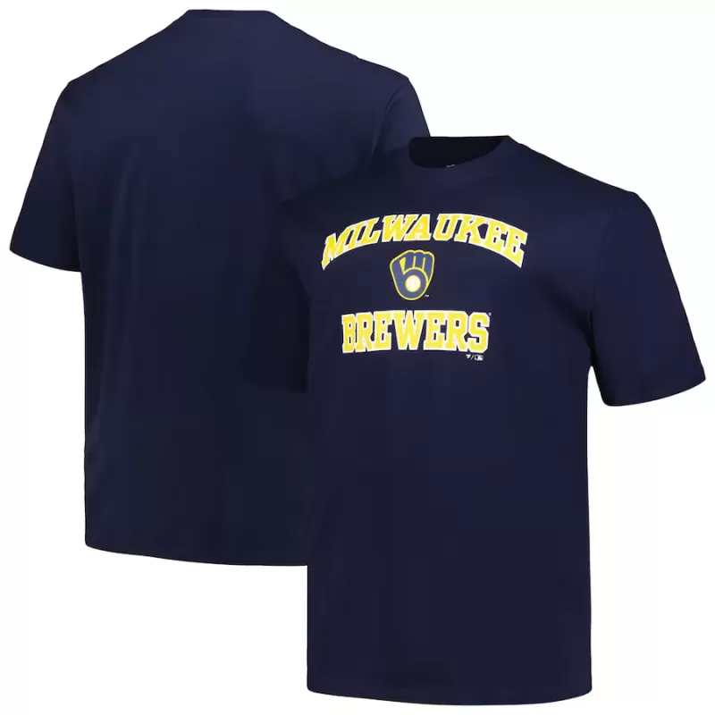 Men's Milwaukee Brewers Profile Navy Big & Tall Heart & Soul T-Shirt Men's Milwaukee Brewers Profile Navy Big & Tall Heart & Soul T-Shirt
