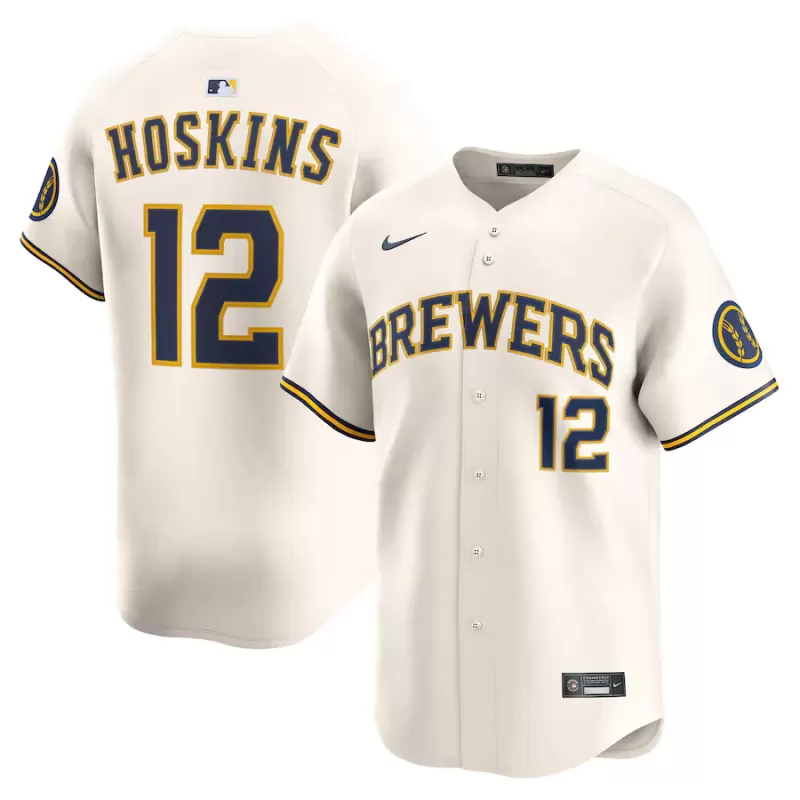 Men's Milwaukee Brewers Rhys Hoskins Nike Cream Alternate Limited Player Jersey Men's Milwaukee Brewers Rhys Hoskins Nike Cream Alternate Limited Player Jersey