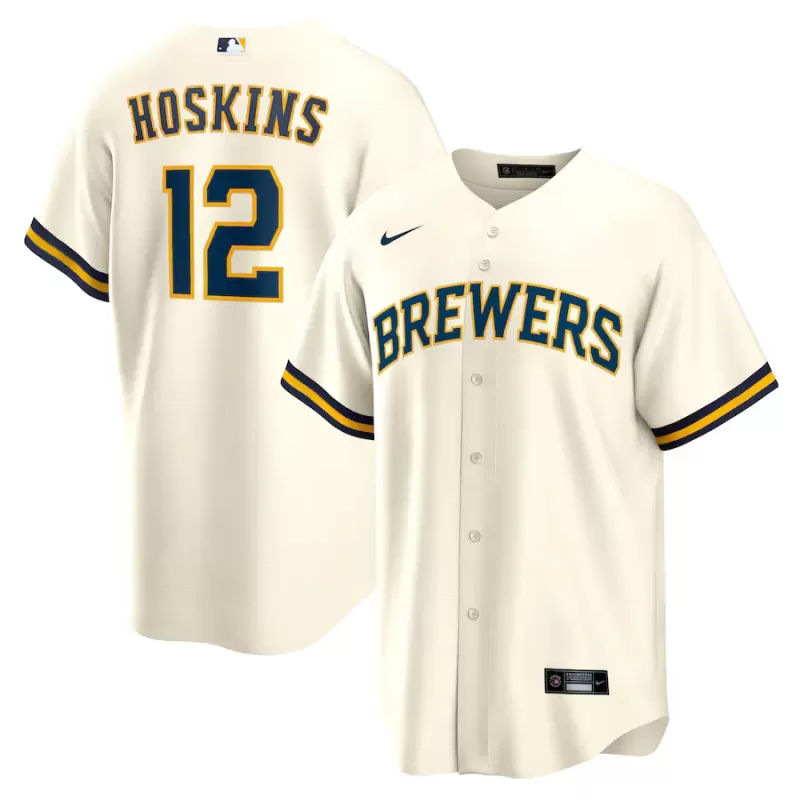 Men's Milwaukee Brewers Rhys Hoskins Nike Cream Home Replica Player Jersey Men's Milwaukee Brewers Rhys Hoskins Nike Cream Home Replica Player Jersey
