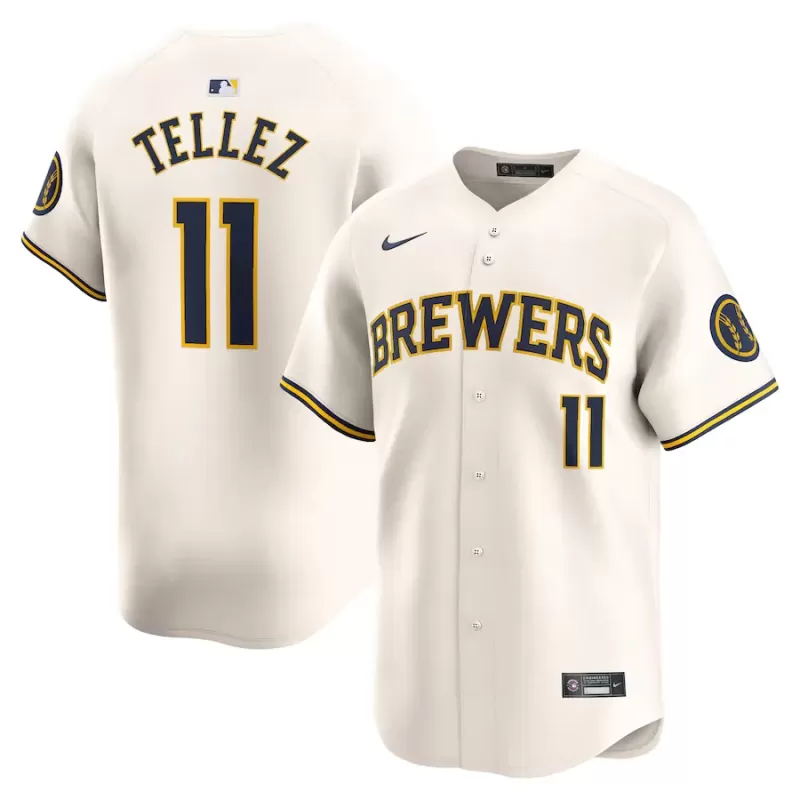 Men's Milwaukee Brewers Rowdy Tellez Nike Cream Home Limited Player Jersey Men's Milwaukee Brewers Rowdy Tellez Nike Cream Home Limited Player Jersey