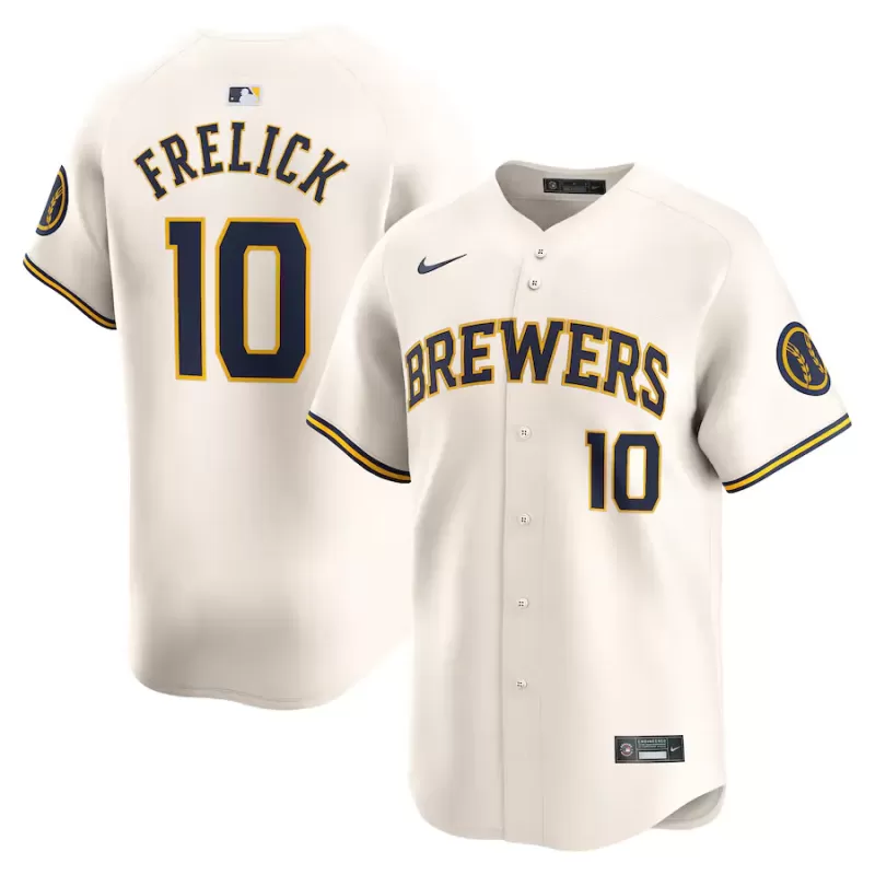 Men's Milwaukee Brewers Sal Frelick Nike Cream Home Limited Player Jersey Men's Milwaukee Brewers Sal Frelick Nike Cream Home Limited Player Jersey