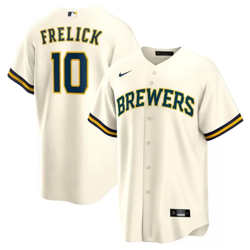 Men's Milwaukee Brewers Sal Frelick Nike Cream Home Replica Player Jersey Men's Milwaukee Brewers Sal Frelick Nike Cream Home Replica Player Jersey
