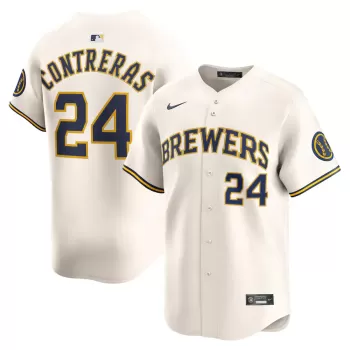 Men's Milwaukee Brewers William Contreras Nike Cream Alternate Limited Player Jersey Men's Milwaukee Brewers William Contreras Nike Cream Alternate Limited Player Jersey