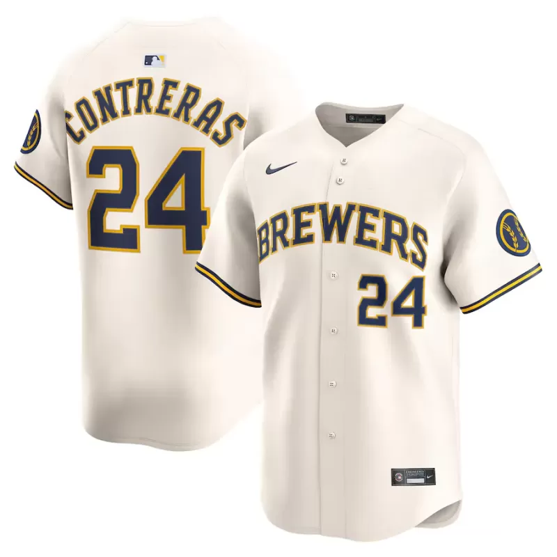 Men's Milwaukee Brewers William Contreras Nike Cream Alternate Limited Player Jersey Men's Milwaukee Brewers William Contreras Nike Cream Alternate Limited Player Jersey