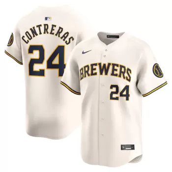 Men's Milwaukee Brewers William Contreras Nike Cream Home Limited Player Jersey Men's Milwaukee Brewers William Contreras Nike Cream Home Limited Player Jersey