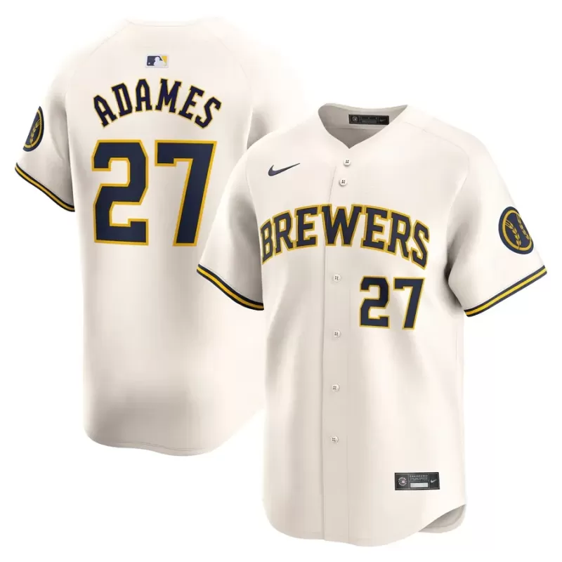 Men's Milwaukee Brewers Willy Adames Nike Cream Home Limited Player Jersey Men's Milwaukee Brewers Willy Adames Nike Cream Home Limited Player Jersey