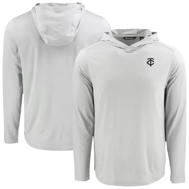 Men's Minnesota Twins Cutter & Buck Gray Coastline Epic Comfort Eco Recycled Hoodie T-Shirt
