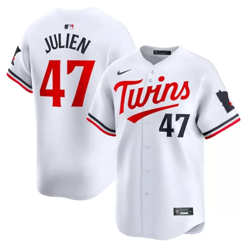 Men's Minnesota Twins Edouard Julien Nike White Home Limited Player Jersey Men's Minnesota Twins Edouard Julien Nike White Home Limited Player Jersey