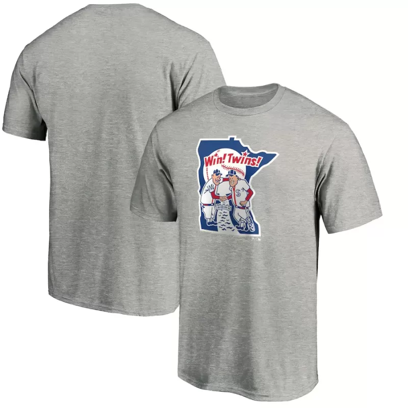 Men's Minnesota Twins Heathered Gray Cooperstown Collection Huntington Logo T-Shirt Men's Minnesota Twins Heathered Gray Cooperstown Collection Huntington Logo T-Shirt