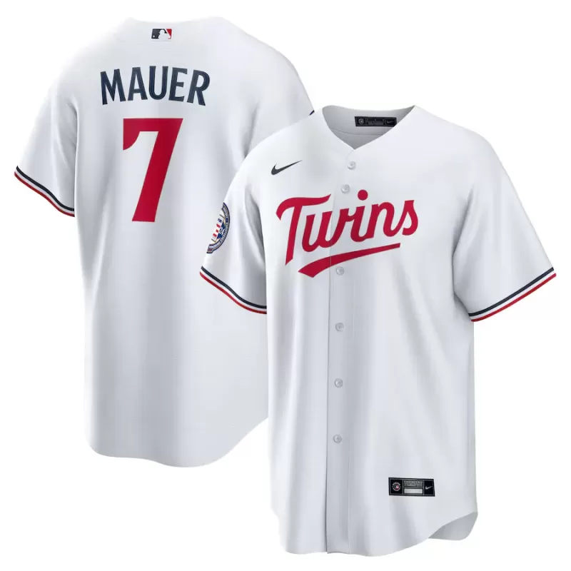Men's Minnesota Twins Joe Mauer Nike White 2024 Baseball Hall of Fame Home Replica Player Jersey Men's Minnesota Twins Joe Mauer Nike White 2024 Baseball Hall of Fame Home Replica Player Jersey