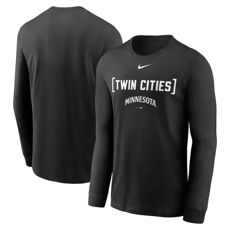 Men's Minnesota Twins Nike Black Local Nickname Long Sleeve T-Shirt Men's Minnesota Twins Nike Black Local Nickname Long Sleeve T-Shirt