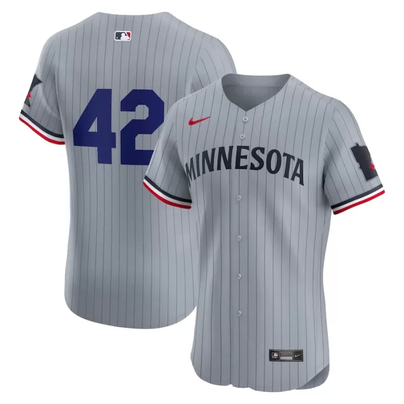Men's Minnesota Twins Nike Gray Road 2024 Jackie Robinson Day Elite Jersey Men's Minnesota Twins Nike Gray Road 2024 Jackie Robinson Day Elite Jersey